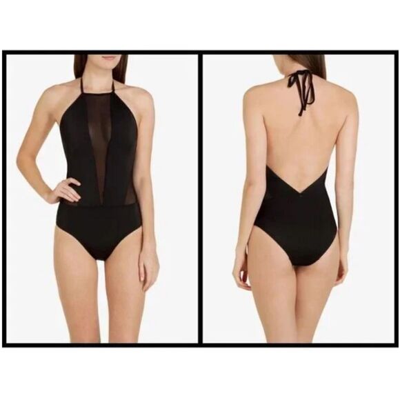 NWT TED BAKER Mech Mesh Panel Swimsuit in Black Size US 8 - Picture 3 of 13